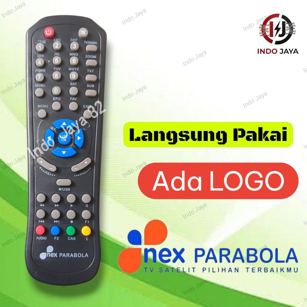 Remote Nex Parabola Oval Logo Nex parabola kuning Hitam biru Original quality
