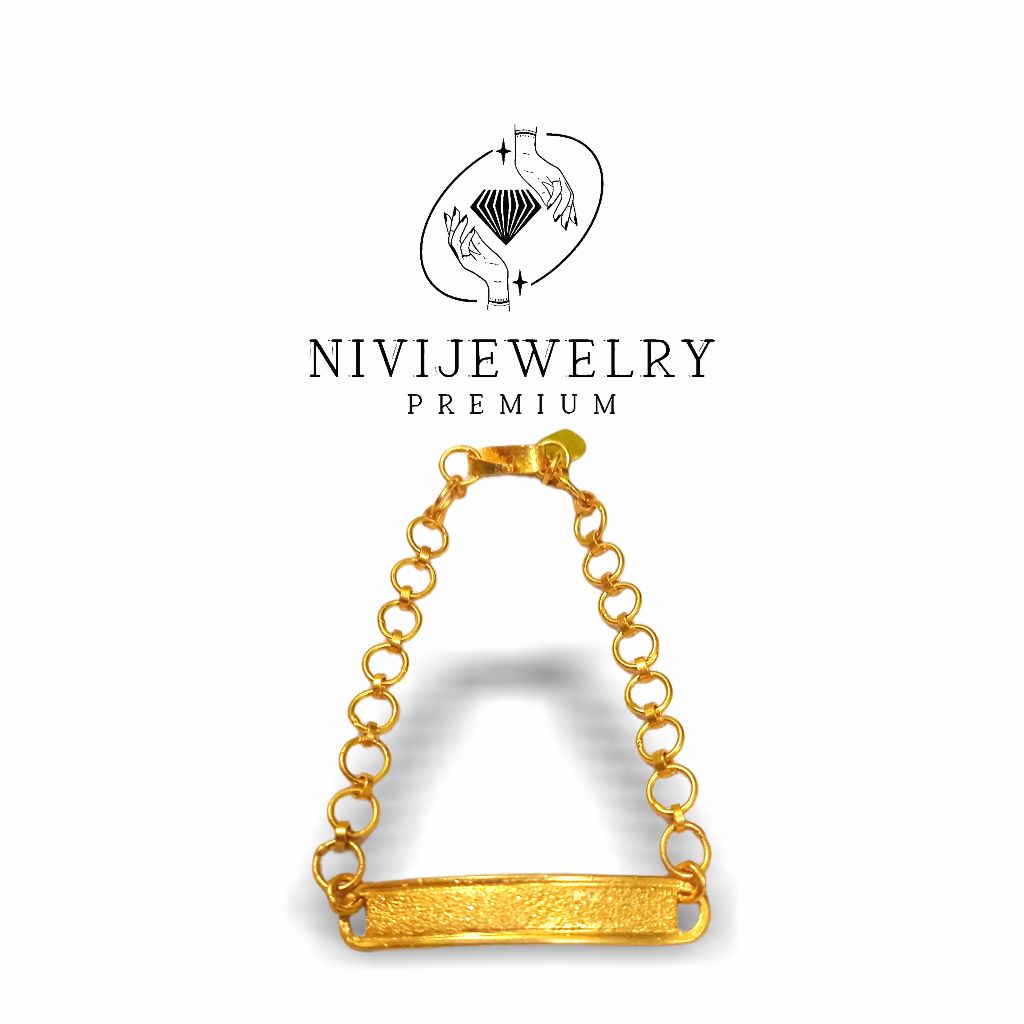 Gelang Emas Replika Anak Model Rantai Plat Polos Elegan Nivijewelry