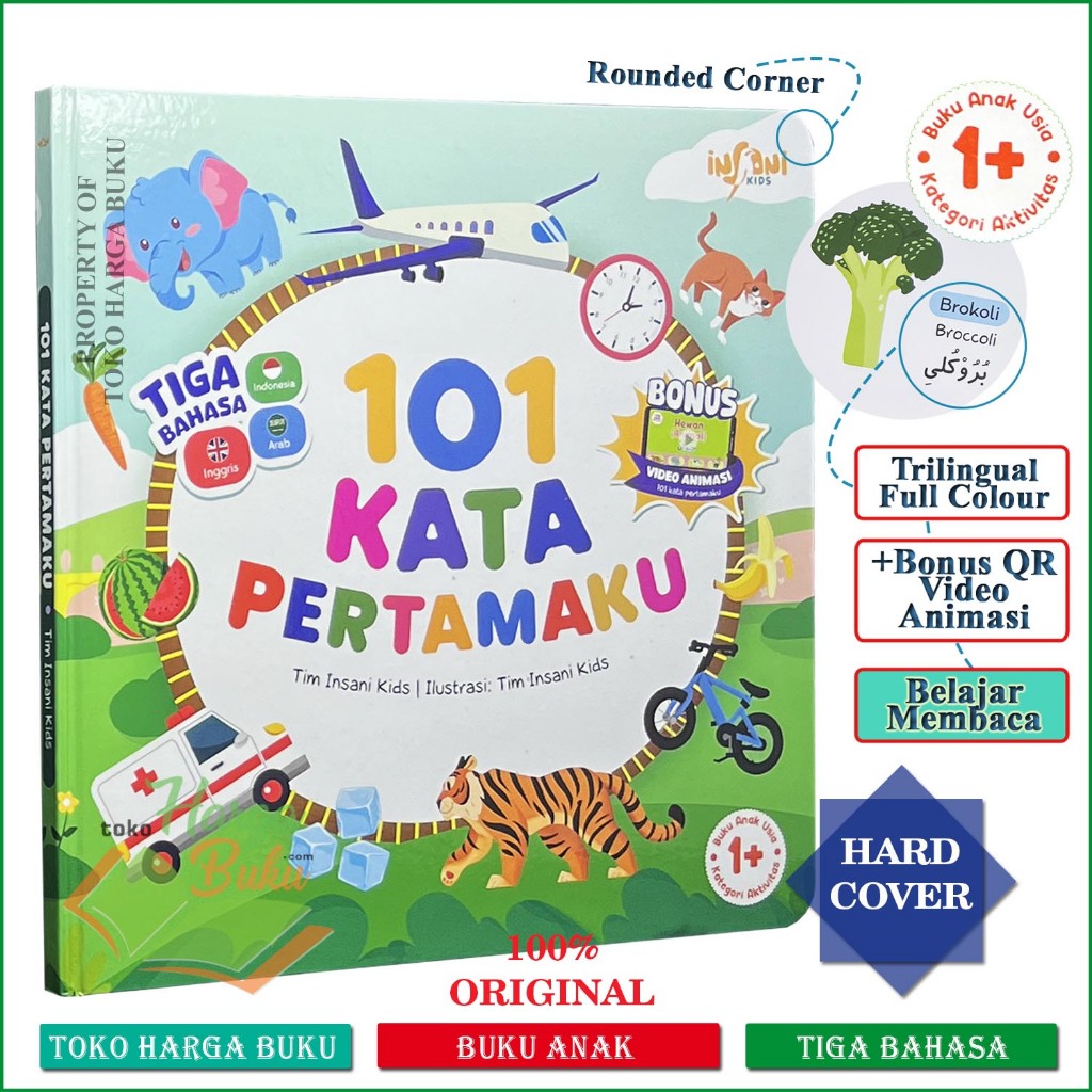 Foto 101 Kata Pertamaku Buku Anak 1+ FULL COLOR Bonus QR Video Animasi Trilingual Bergambar Insani Kids