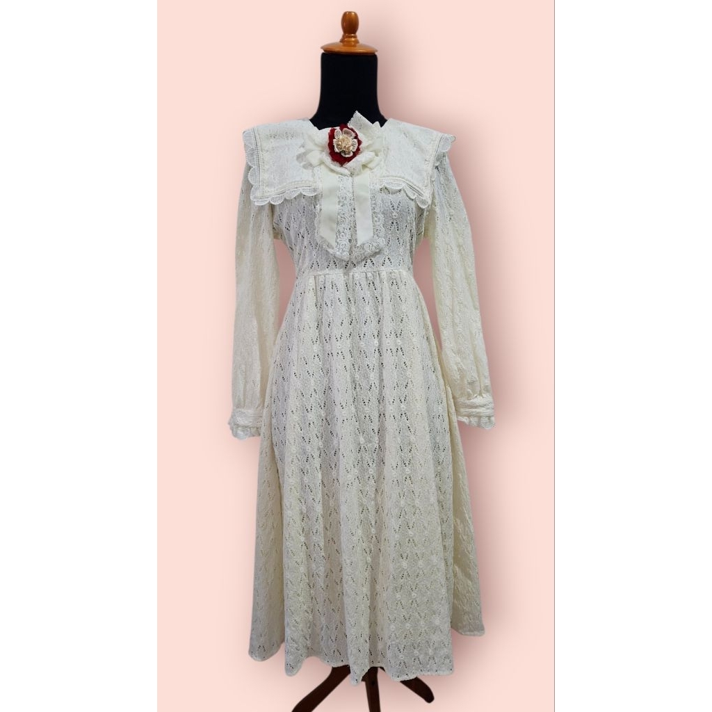 Sailor Brukat Midi Dress Vintage Brand From Axes Femme