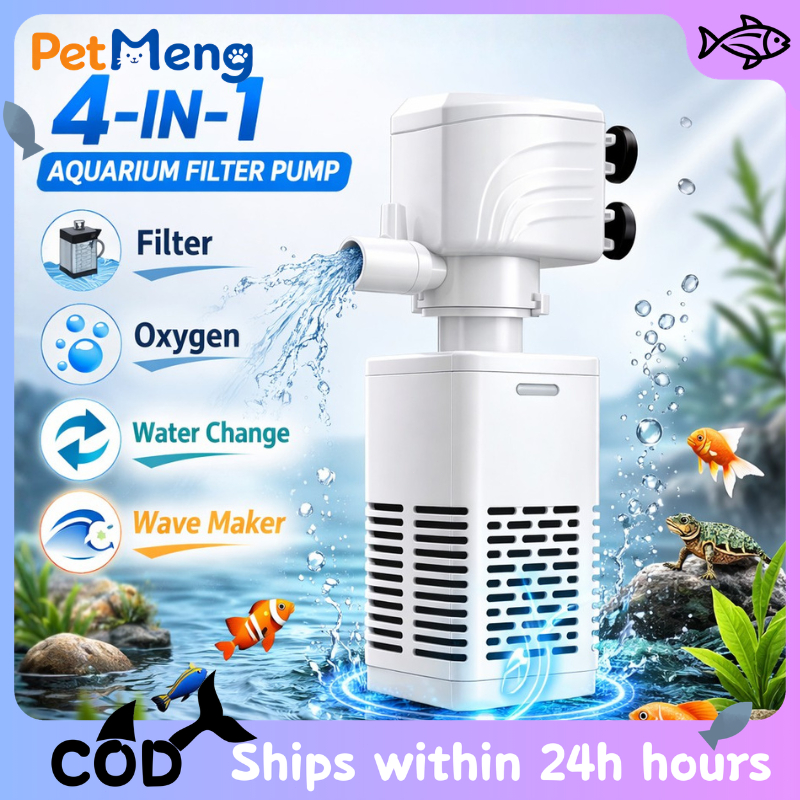 Pompa Filter Oksigen Akuarium 4-in-1 | Pompa Submersible Silent, Pengganti Air, dan Pembuat Gelomban