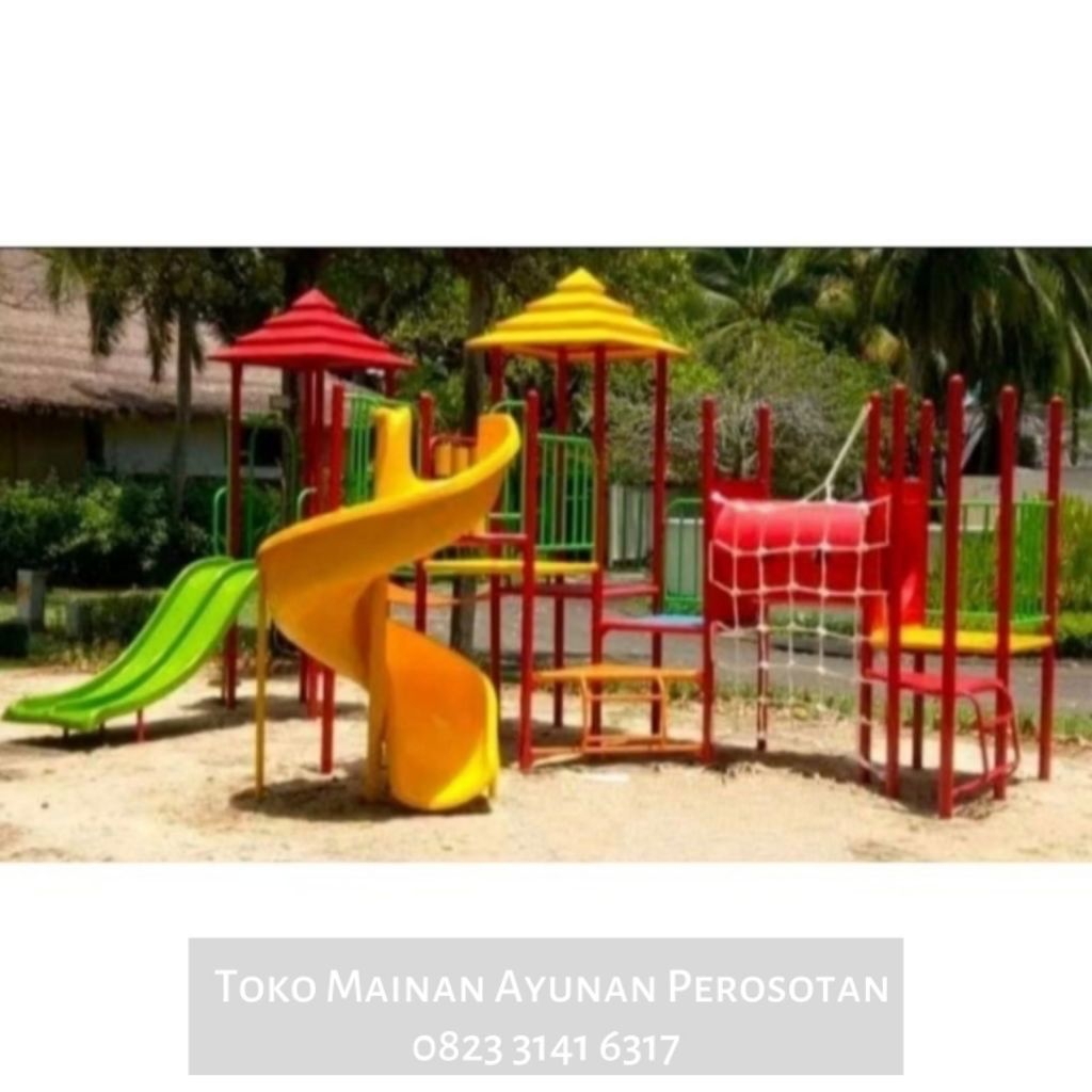 Mainan Perosotan Set Ayunan - Mainan Prosotan Set Ayunan - Perosotan Spiral Besi - Prosotan Spiral B