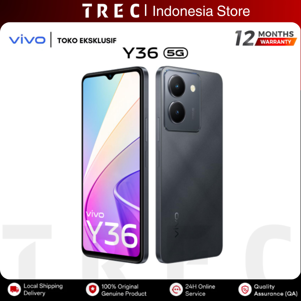 VIVO Y36 5G 8GB RAM +256GB ROM Smartphone 44W FlashCharge + 5000 mAh 50MP Fun Camera 6.64" FHD+ Datc