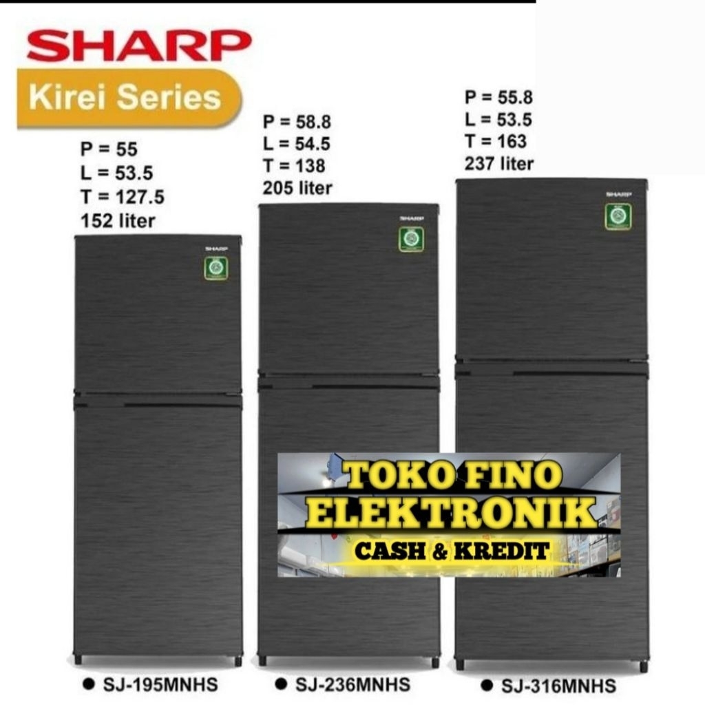 SHARP KULKAS 2PINTU SJ 195MN HS / SJ 236MN HS / SJ 316MN HS