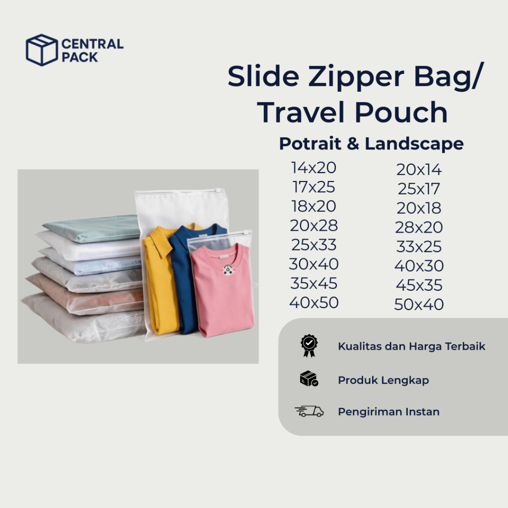 Zipper Bag / Travel Pouch / Zipper Lock Slide Potrait & Landscape