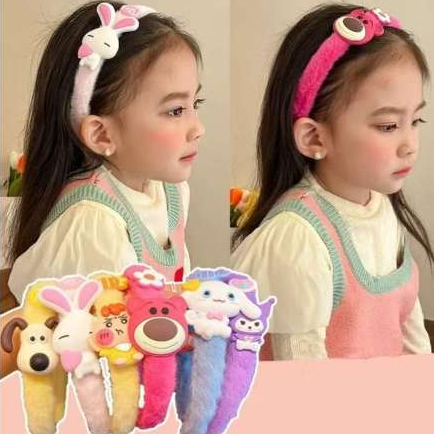 MCB TOYS ,BANDO SANRIO LUCU ANAK PEREMPUAN MODEL BULU LEMBUT  / HEADBAND WANITA, AKSESORIS RAMBUT  D