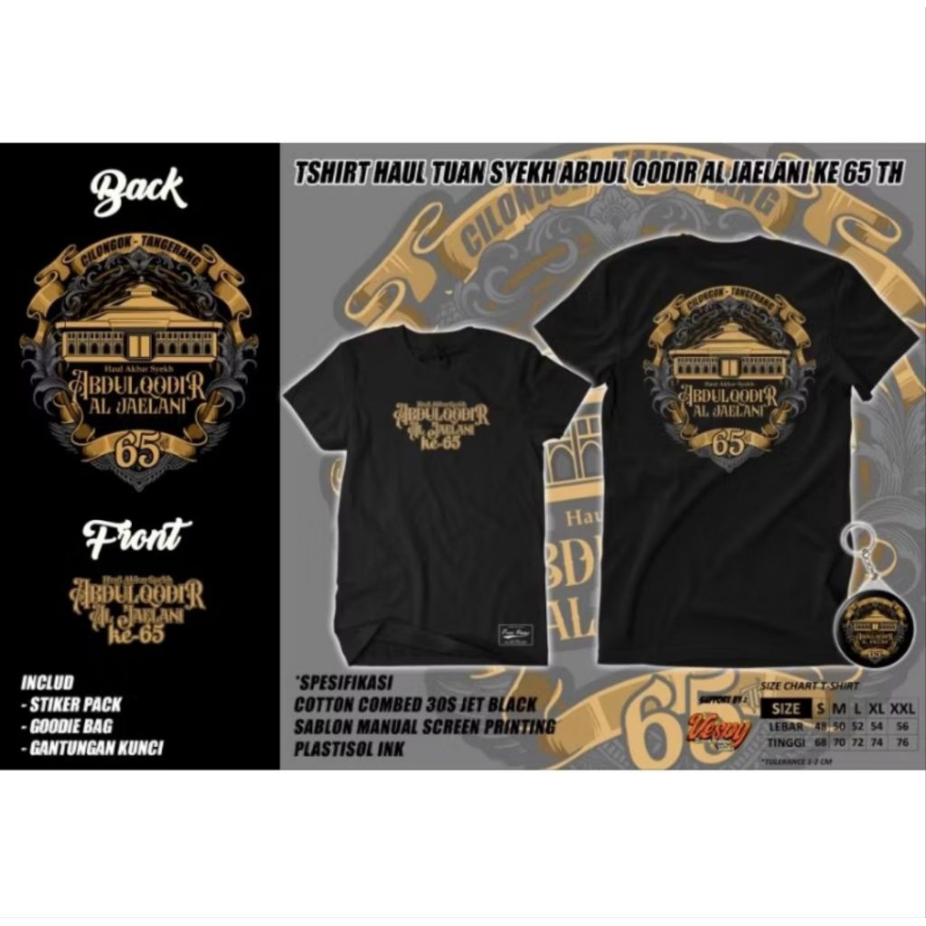 Kaos Haul Syekh Abdul Qodir Jailani Ke 65 Distro Unisex Bahan Katun Nyaman Dipakai
