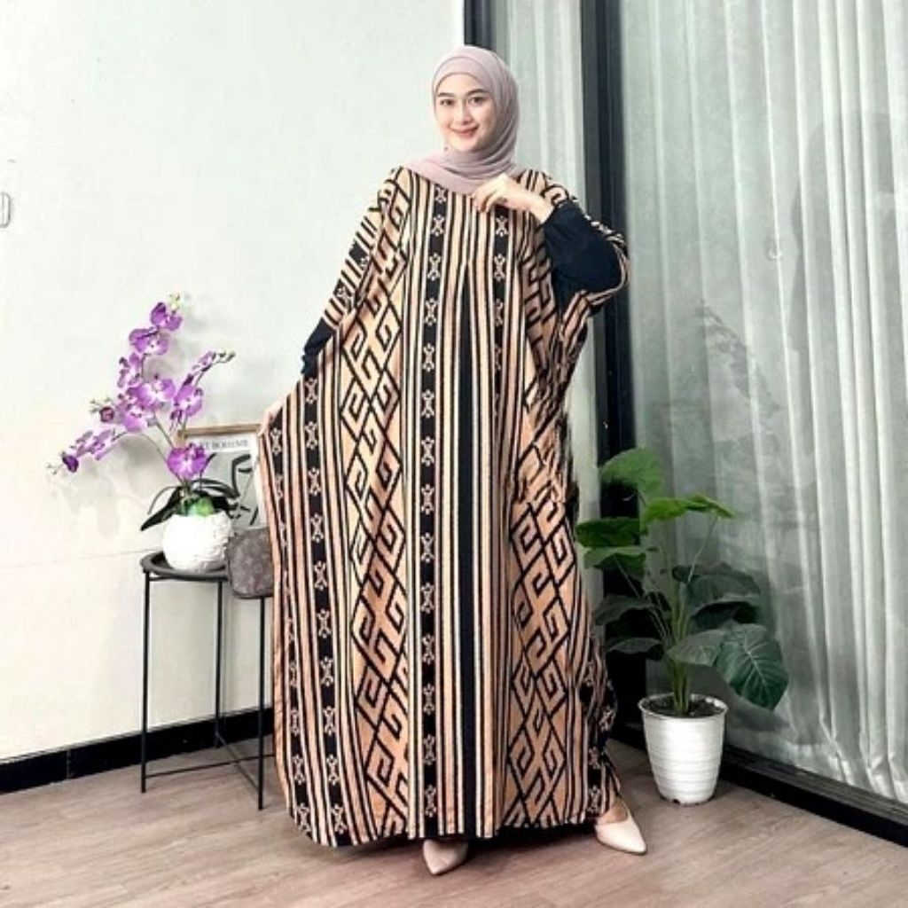 Gamis kaftan Asmat Premium, Baju Muslim Wanita Model Terbaru, Gamis Wanita Batik Alisa