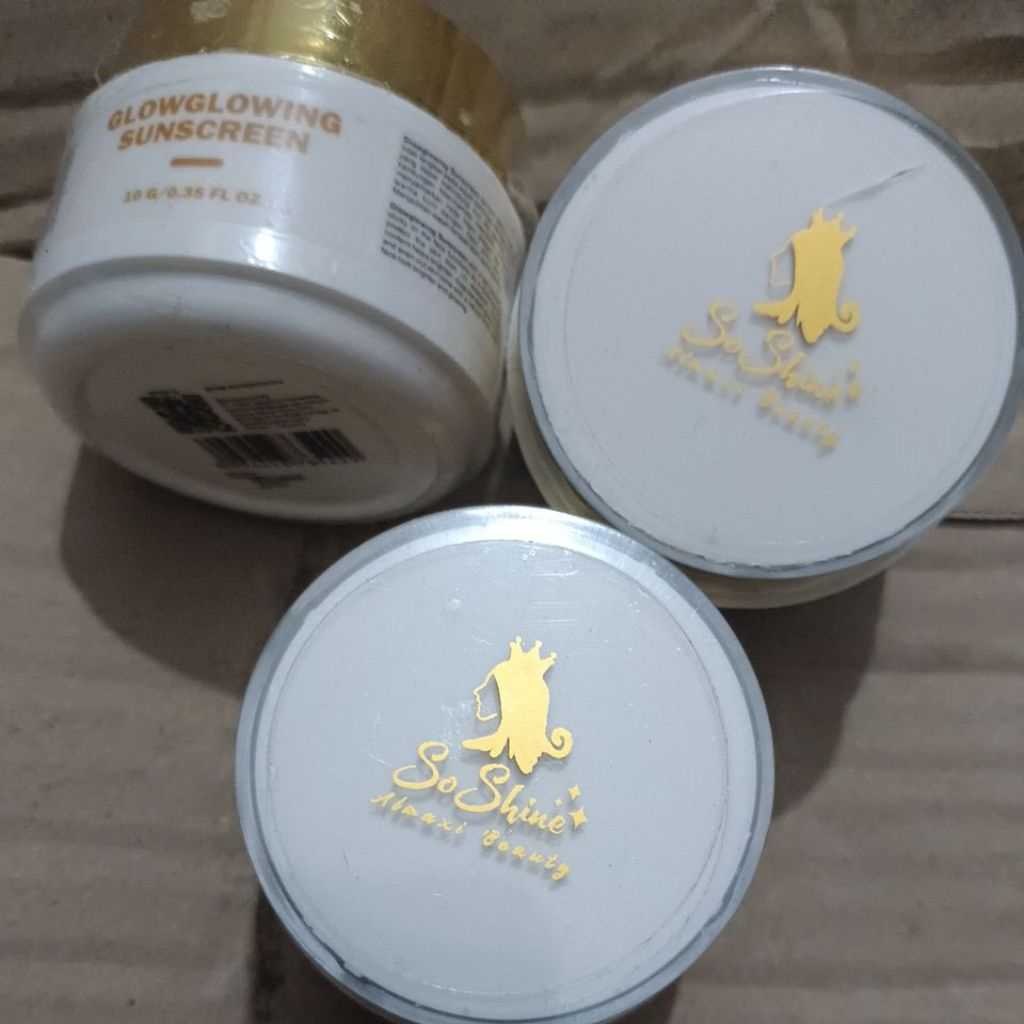Sunblok almaxiglow suncreen day cream ALMAXIGLOW ( 3 pot) perlindungan sinar matahari sinar uv spf 5