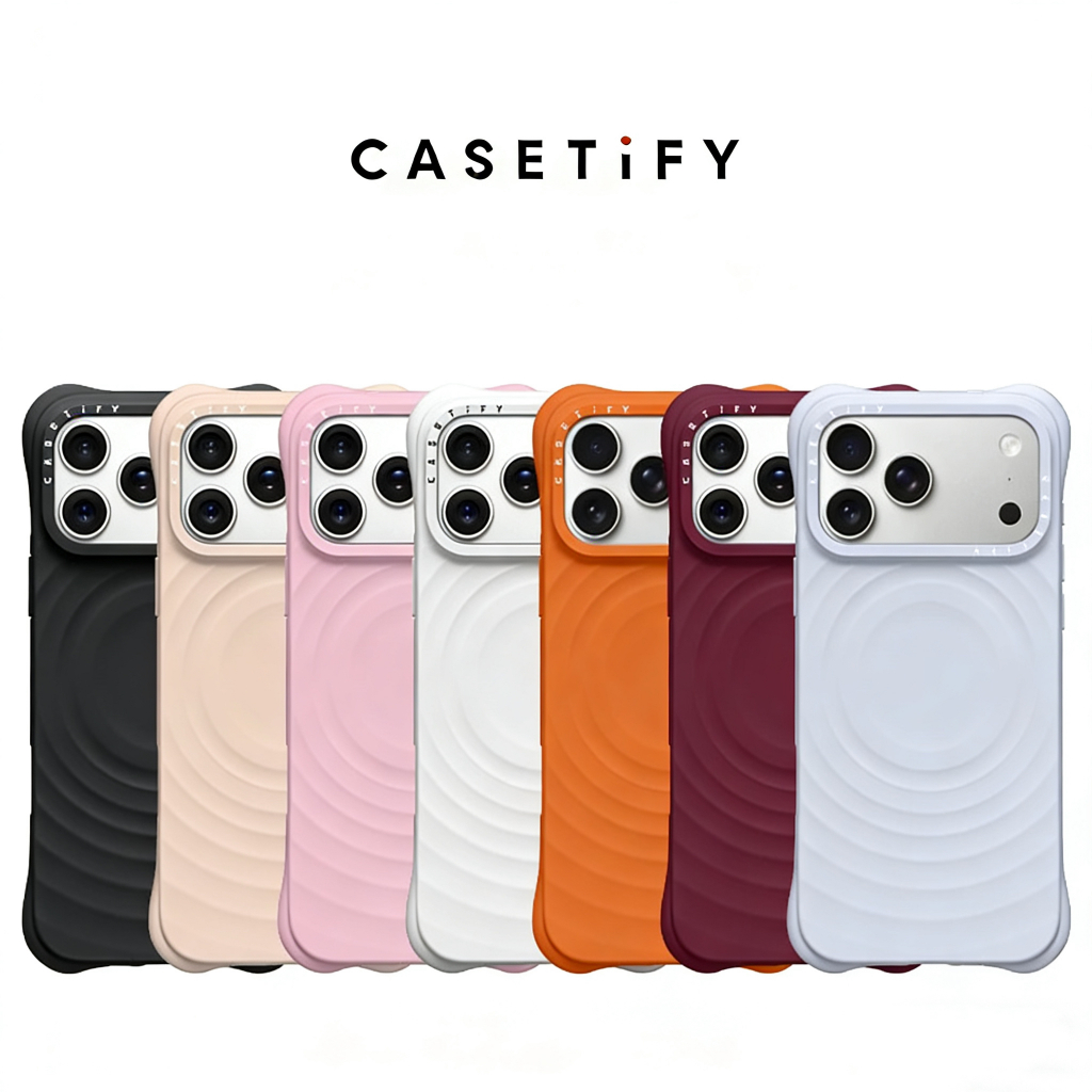 [READY INDONESIA]Casing hp bergelombang magnet mirip CASETiFY, pengisian daya magnet, pelindung anti