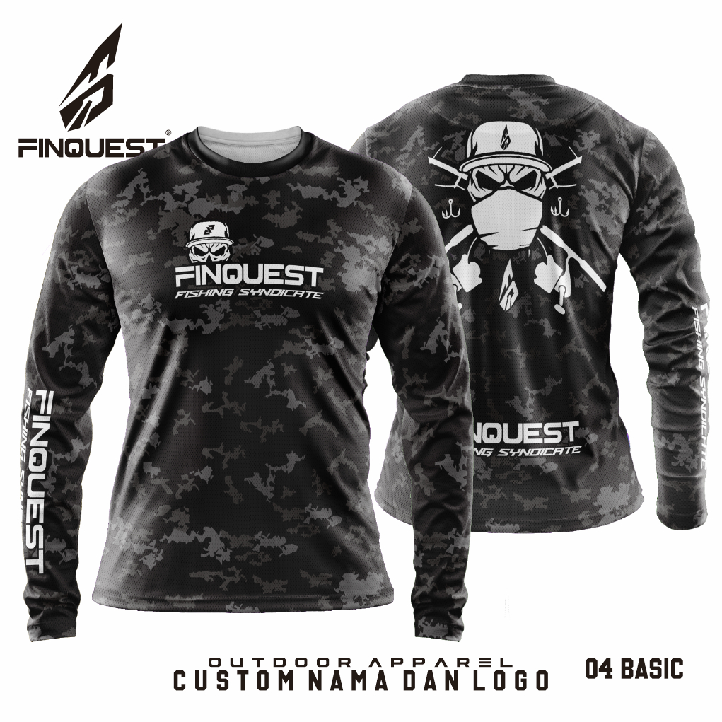 FINQUEST Jersey Mancing camou black syndicate bisa custom nama dan logo