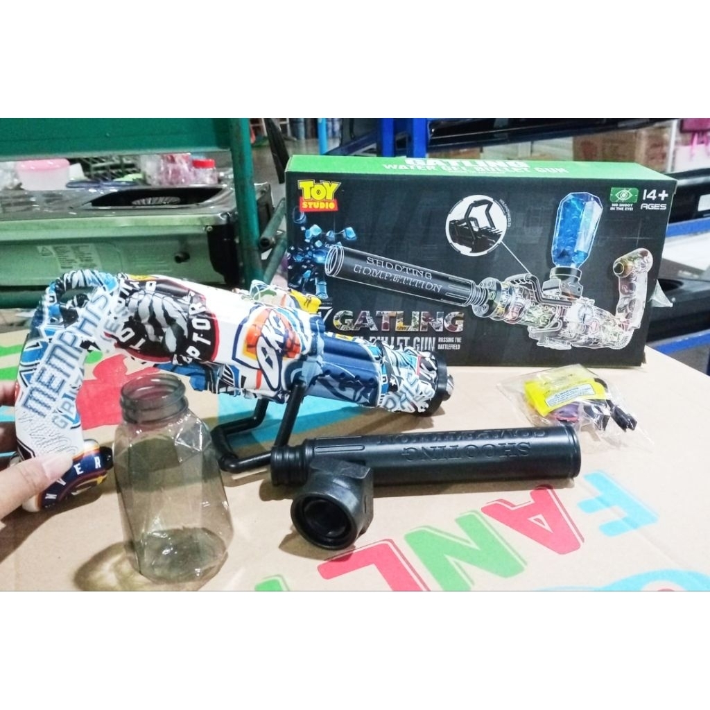 (DOS) SERI ABSTRAK PREMIUM BATRAI CAS MAINAN PISTOL WATER GEL BULLET GUN PISTOL BUBBLE