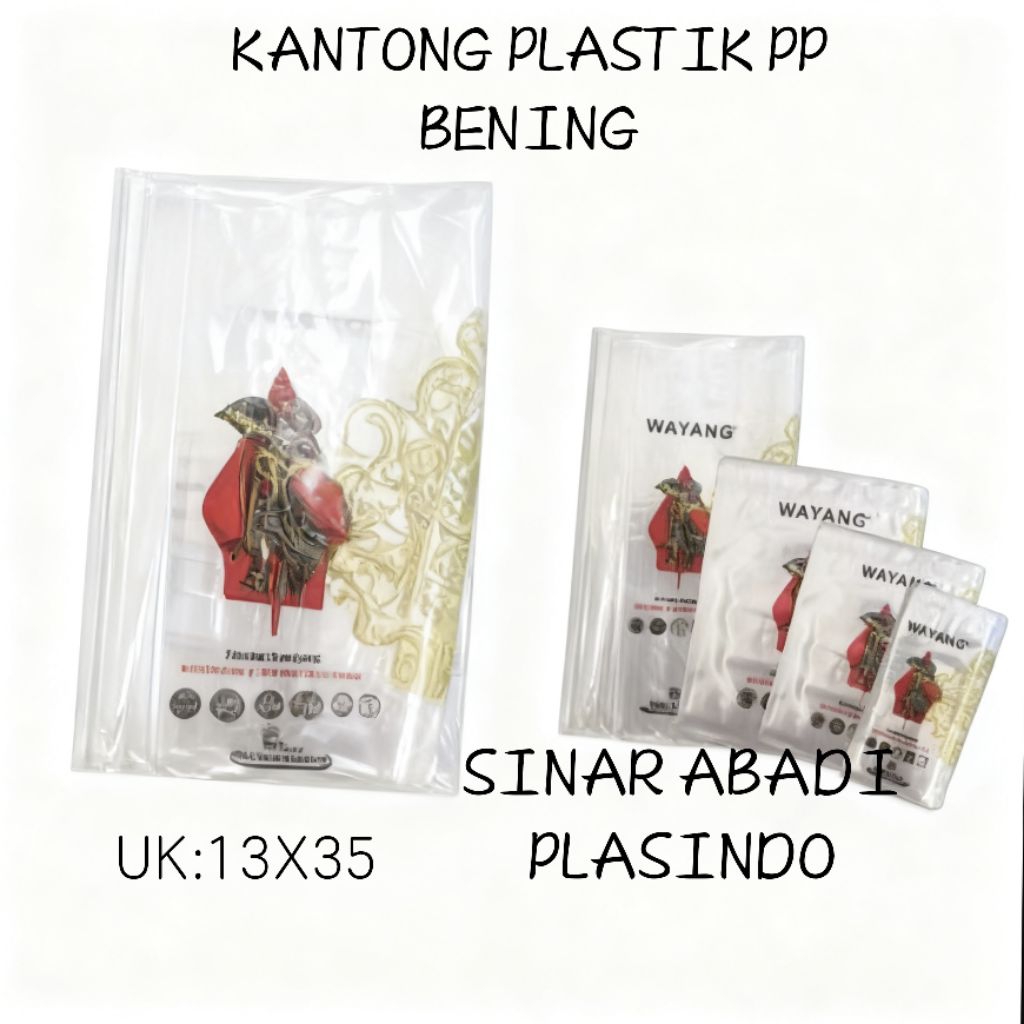 Kantong Plastik PP  Bening Wayang Uk 12X35 / 13X35 / 13X25 / 12X25, Plastik PP bening, Kantong Plast
