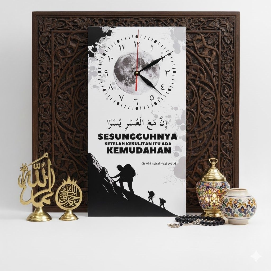 Jam dinding islami jam dinding pengingat sholat model (Ai putih) jam dinding sholatlah nak jam dindi
