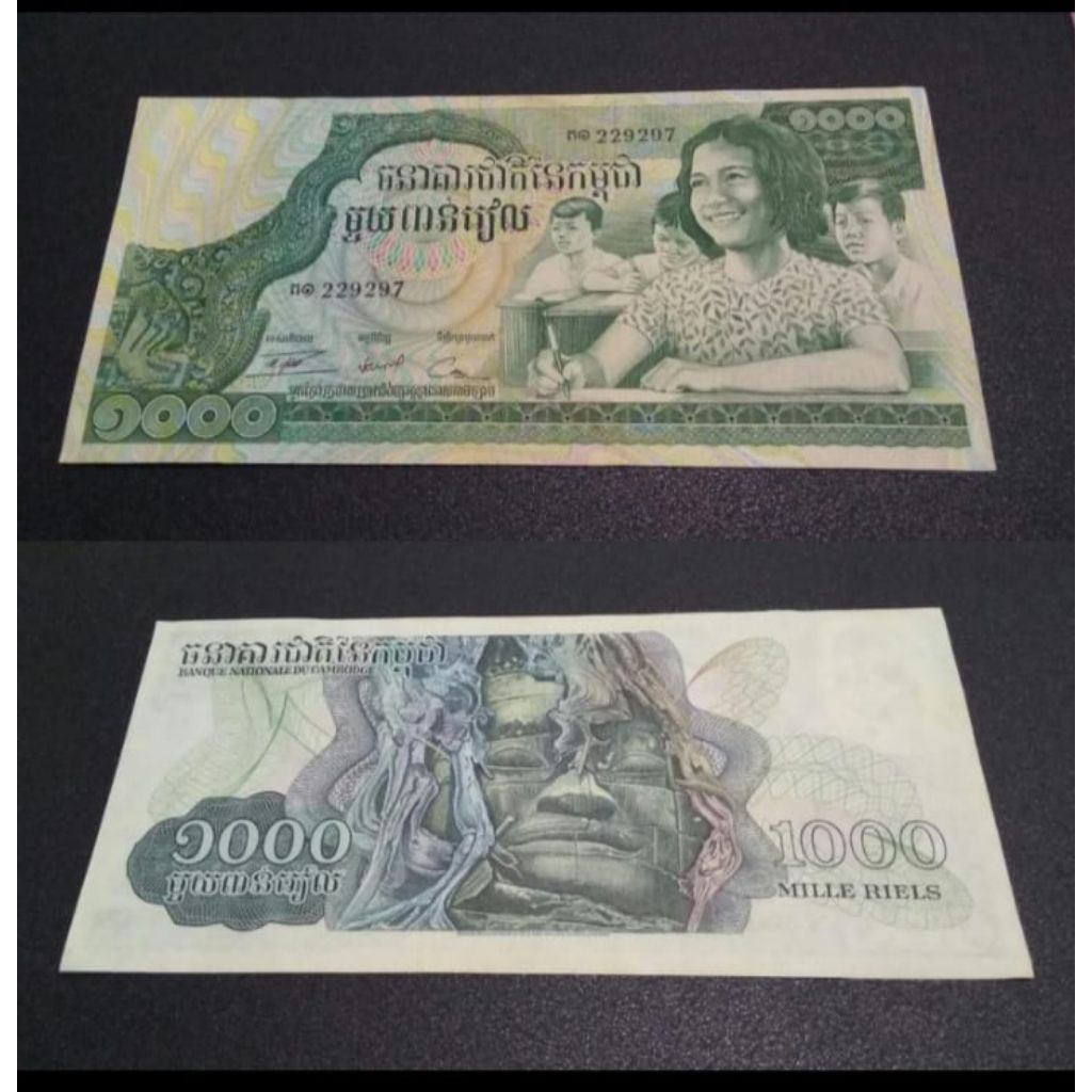 Uang Kertas 1000 Riels Asli Kamboja Tahun 1972-2016 Koin 1000 Riel Cambodia Tahun Random Souvenir Ma