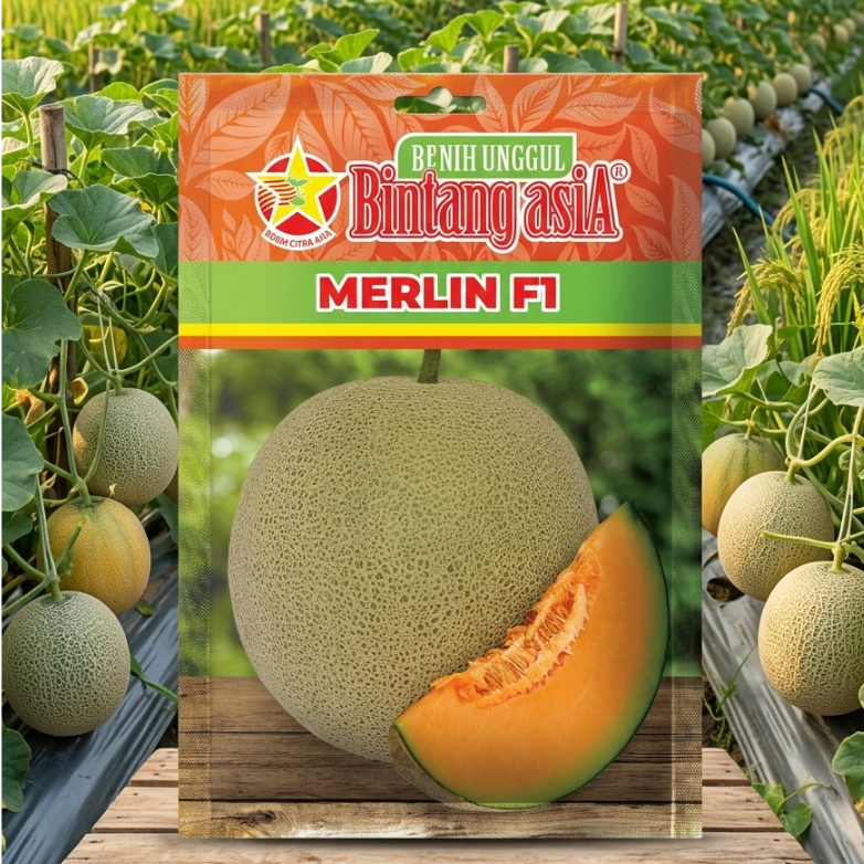MELON MERLIN F1 / Benih Melon Merlin F1 Kemasan 20gr Bintang Asia EXP 01 2027