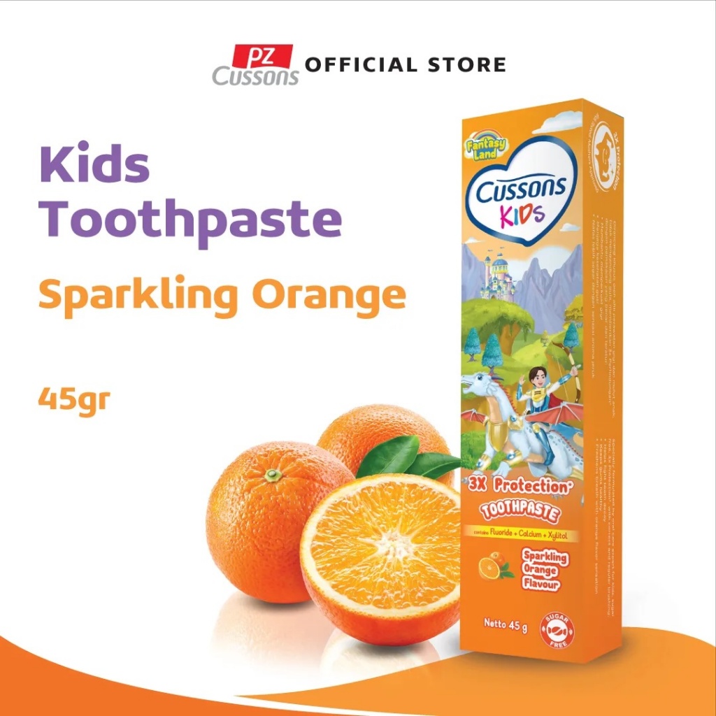 Cussons Kids Toothpaste Dragon Sparkling Orange 45gr – Odol Pasta Gigi Anak Rasa Jeruk Manis Merawat