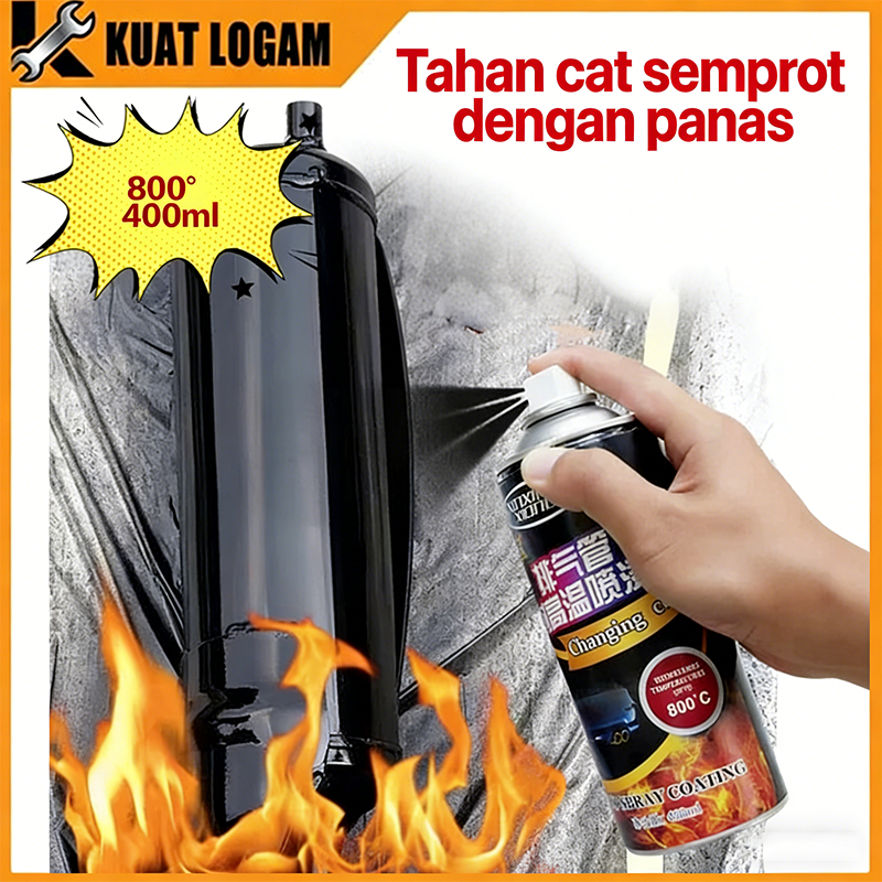 Tahan suhu tinggi 800°C 400ML cat knalpot anti panas Pilox Diton Hi Temp Black Hitam Doff untuk Mesi