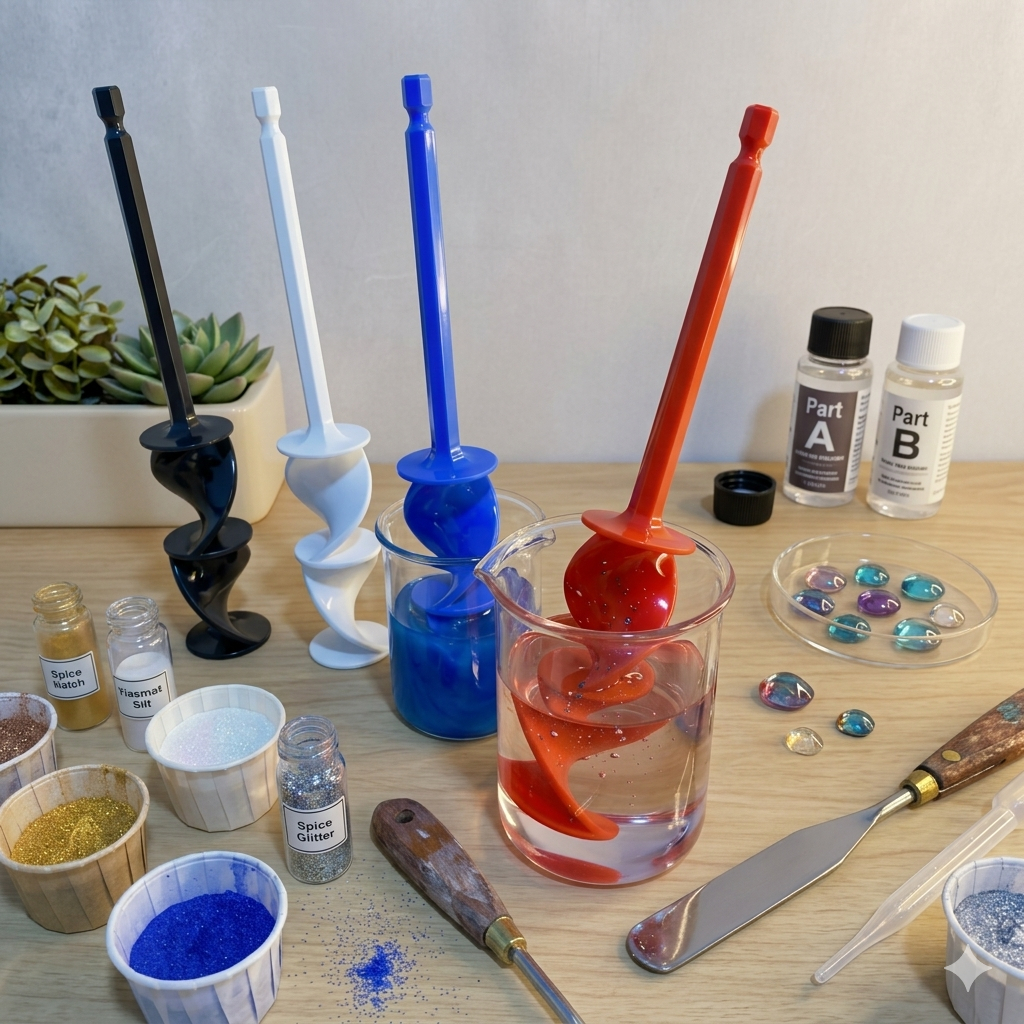 SATUAN Mixer Cat Mata Bor Spiral Alat Pengaduk Mixer Paddle Helix Peralatan Aduk Glasir Keramik Cat 