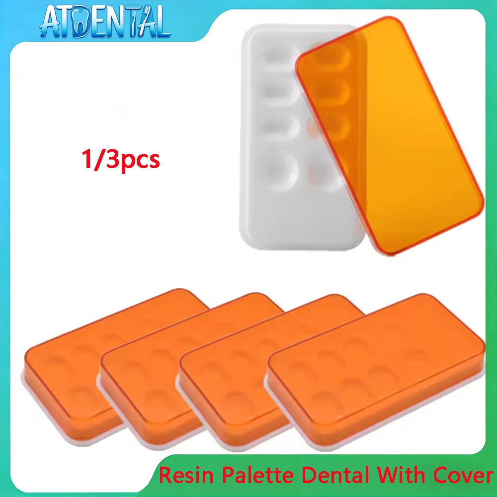 Piring Campur Resin Gigi dengan Tutup / 8 Slot Pelembab & Pencampuran / untuk Penempatan & Pencampur