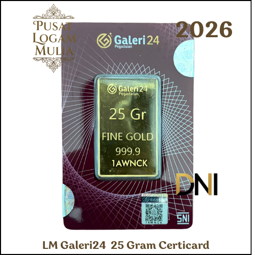 PUSAT LOGAM MULIA - Logam Mulia Emas Galeri24 25 Gram Certicard by Pegadaian