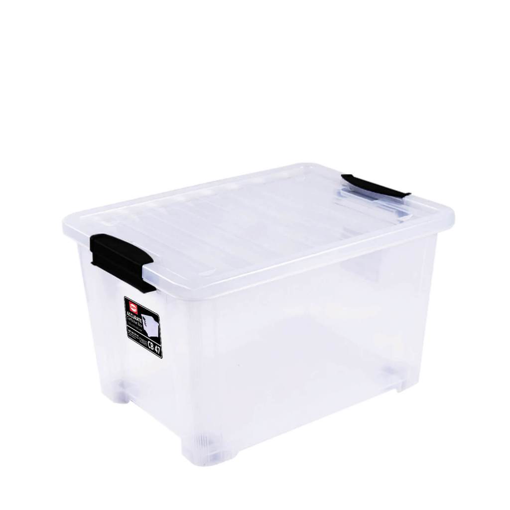 Box Container CB 47 Liter Bening Transparan Accurate Shinpo Rak Susun Roda Kontainer Plastik