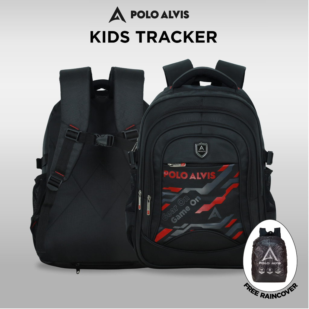 POLO ALVIS - Kids Tracker Tas Ransel Sekolah SD SMP Tas Anak Cowok Kuat Buku Paket Bonus Rain Cover