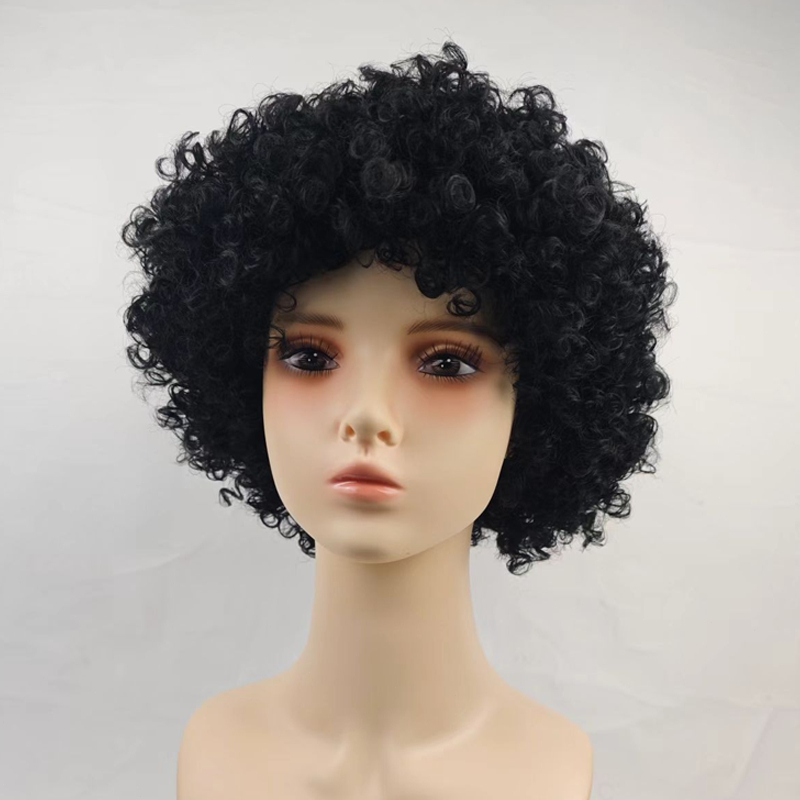 Rambut Palsu Kribo Wig Cosplay Wig Pria Pendek Model Kribo Bulat Wig Pria Dan Wanita