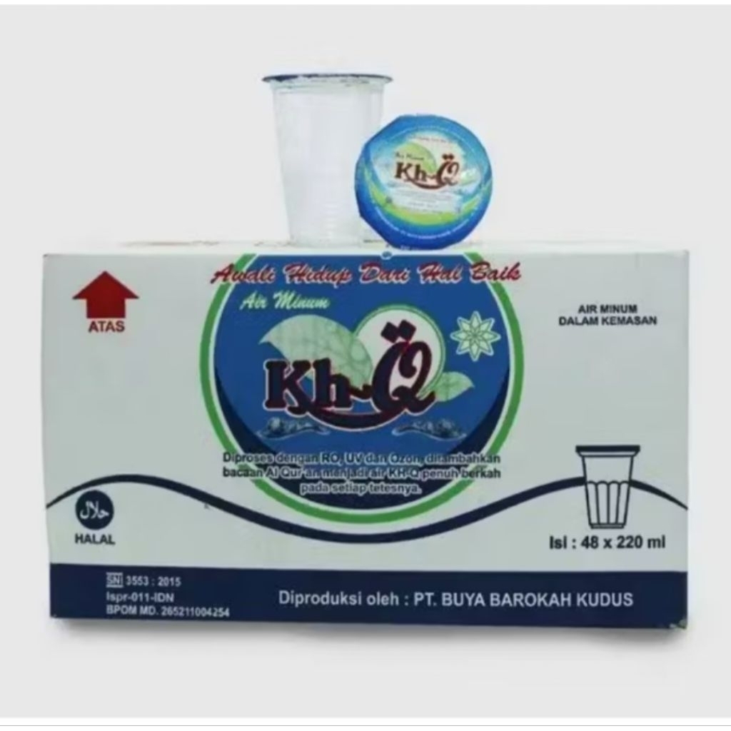 1 Dus Air Minum Khataman Al Qur'an Kh-Q Gelas 220ml Isi 48