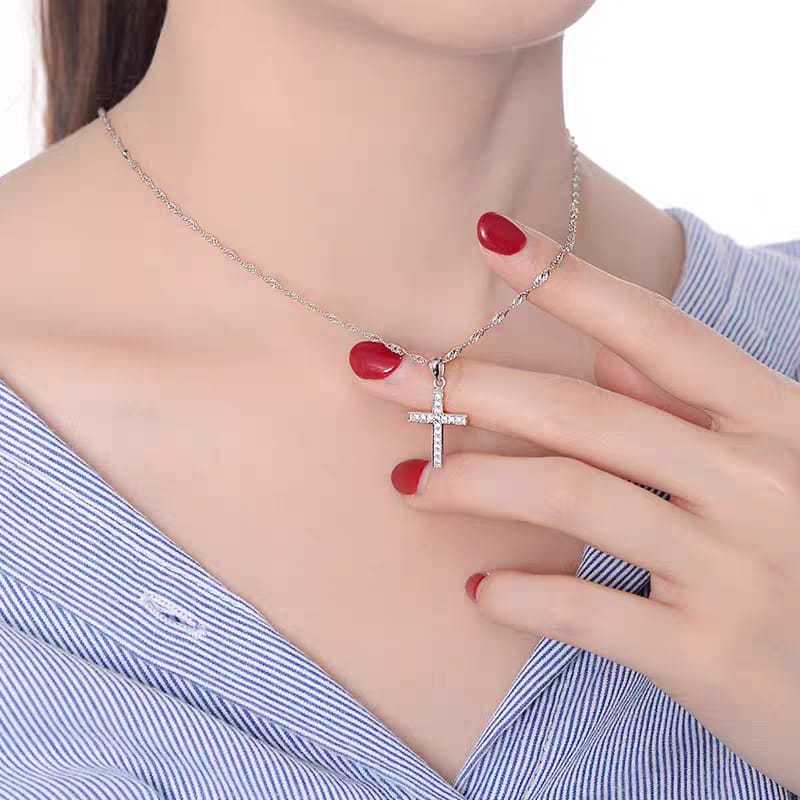 KALUNG SALIB ROSARIO PERMATA RANTAI ITALY STAINLEES STEEL