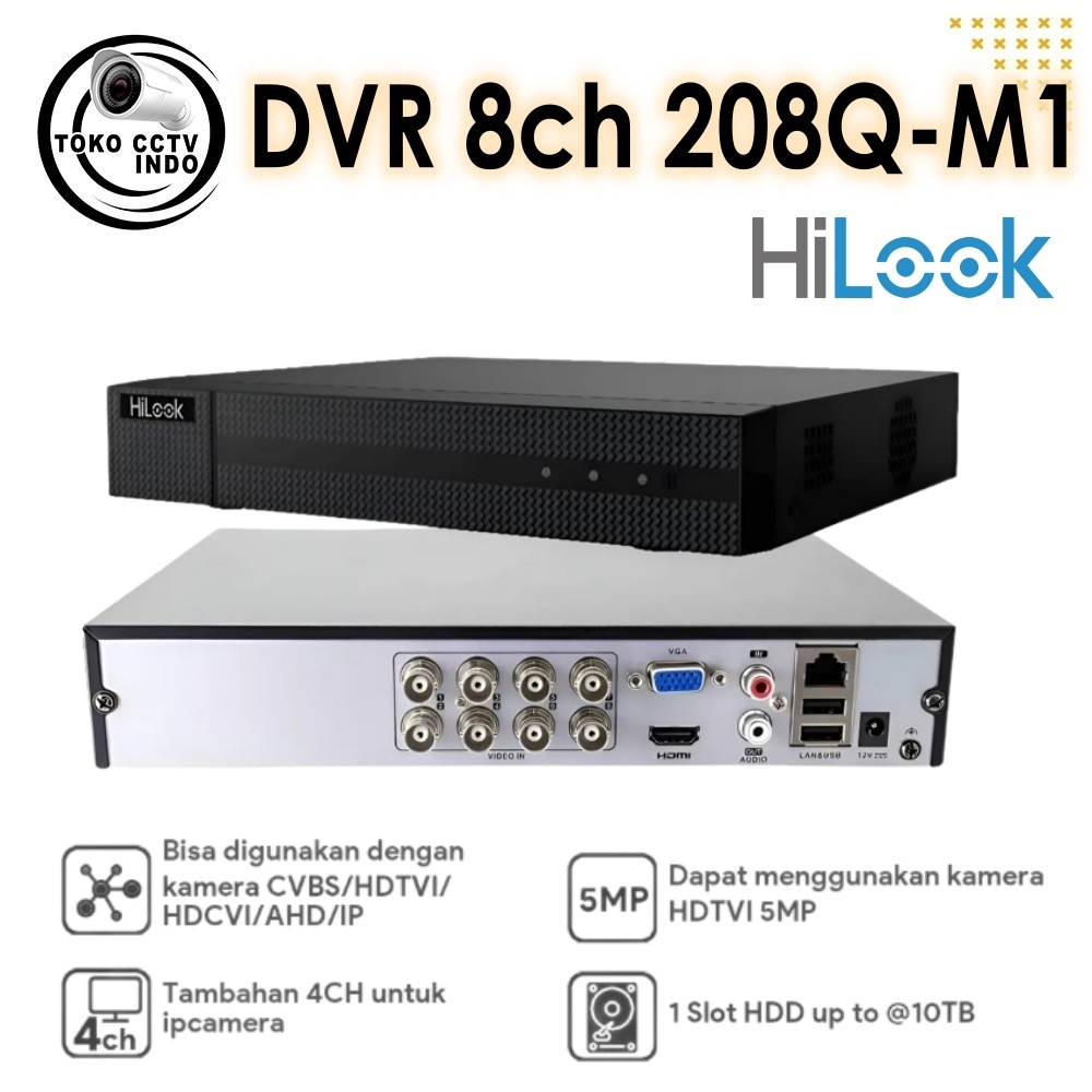 DVR 8ch HILOOK 208Q-M1 up to 5MP