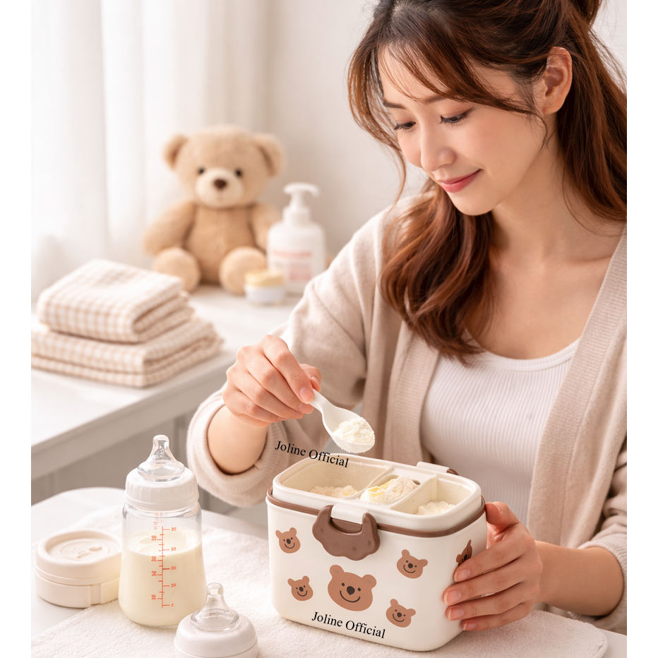 TEMPAT SUSU BUBUK BAYI / STORAGE BOX KARAKTER BEAR LUCU / KOTAK SUSU BUBUK BAYI / TOPLES SUSU BUBUK 