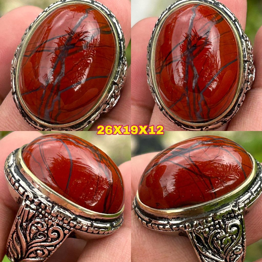 NATURAL CINCIN BATU AKIK JASPER ATI AYAM TOP MOTIF COLOUR