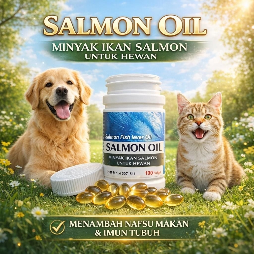 1 KAPSUL SALMON OIL - Minyak Ikan Salmon Kucing Omega 3 Kucing Vitamin Kucing Multivitamin Penambah 