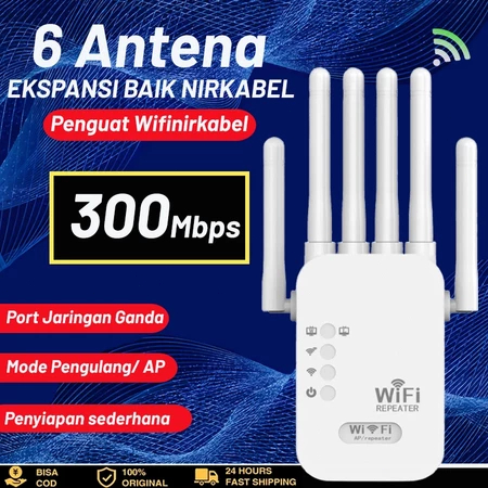 Pengulang Ekstensi Sinyal WIFI 6 Antena Penguat Sinyal WiFi Repeater Wireless 300Mbps WiFi Extender 