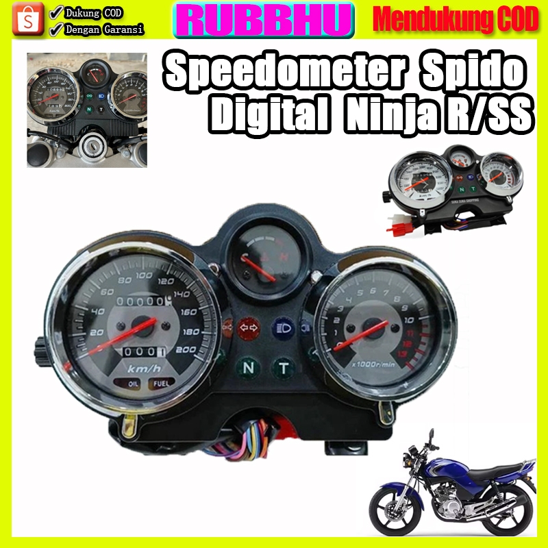 Speedometer Digital Ninja R SS RPM dengan Socket Lengkap, Mudah Dipasang untuk Motor