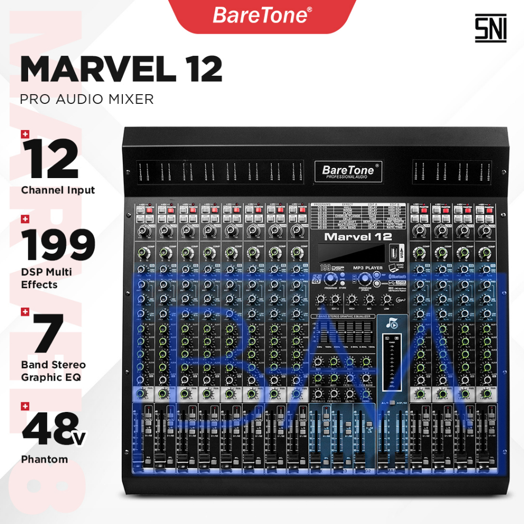 Mixer Audio Profesional Baretone MARVEL 12ch Original