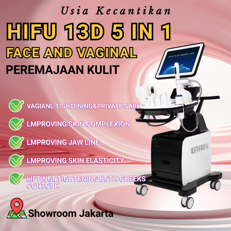 13D hifu 5in1 wajah double chin alat korea Mengencangkan kulit kendur di leher alat klinik kecantika