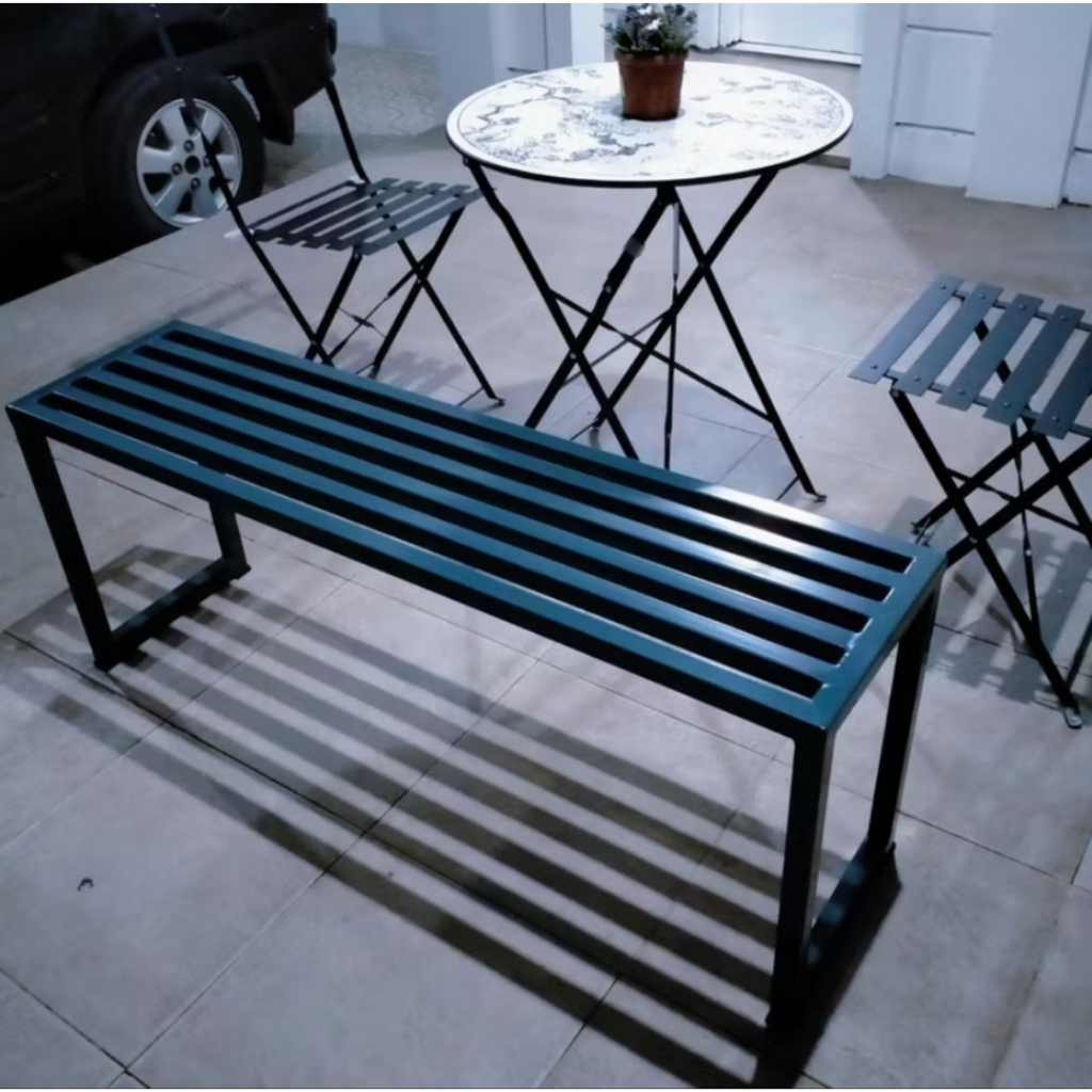 Kursi Panjang Kayu Besi | Kursi Taman Teras Halaman Outdoor Besi | Bangku Taman Besi | Kursi Teras |