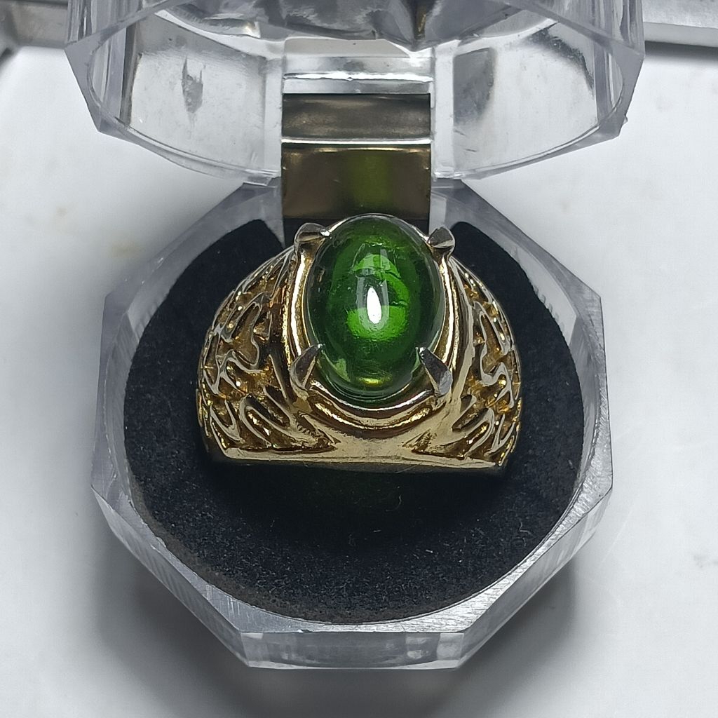 Batu Cincin Natural Green Obsidian