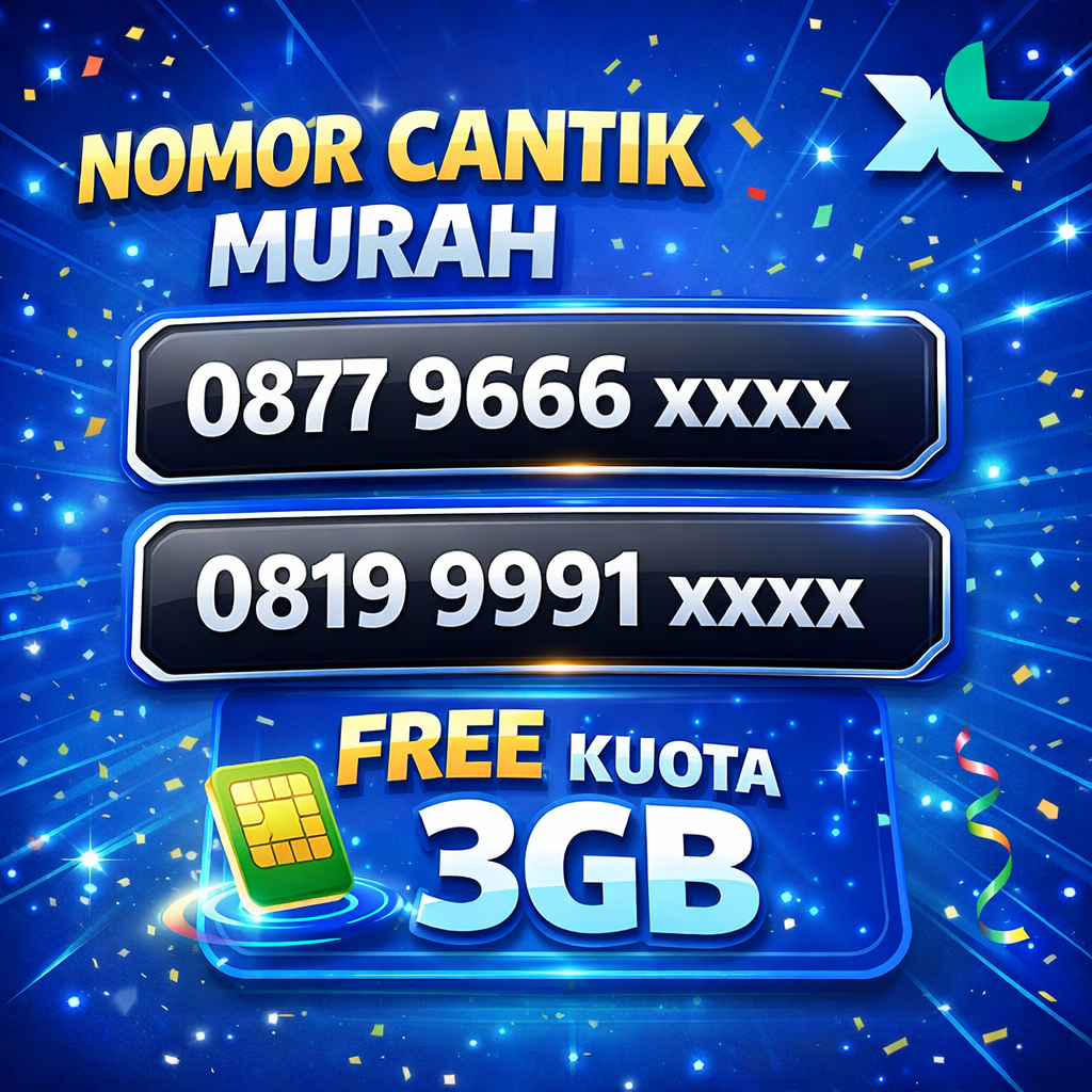 Kartu Perdana Nomor Cantik XL 4G Support 5G GRATIS Kuota 3GB