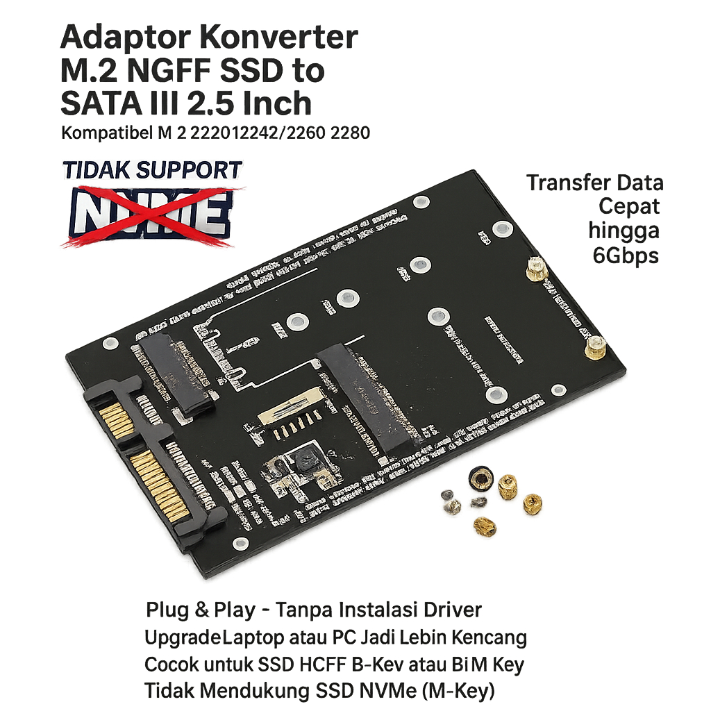 Cara Pasang Converter SSD M2 NGFF ke SATA III untuk Laptop