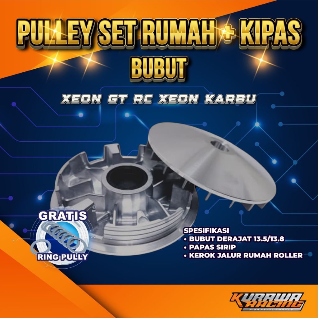 PULLEY CUSTOM RUMAH ROLLER + KIPAS XEON GT RC XEON KARBU (44D)