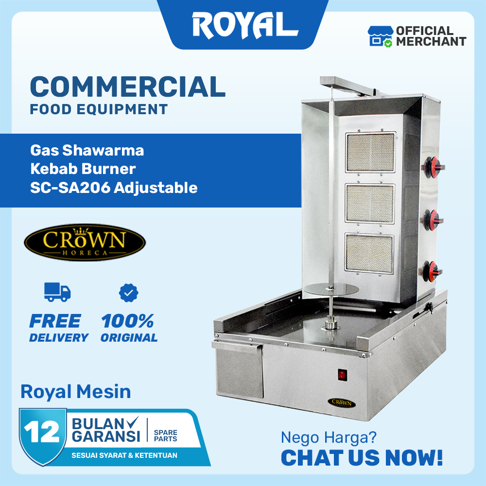 CROWN Burner Kebab Otomatis SC-SA206 Gas Shawarma Pemanggang 15Kg Daging