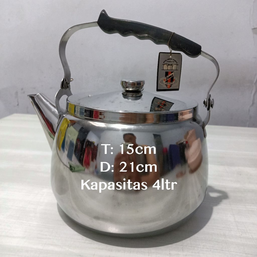 Teko Cerek Bima Stainless Steel Original SUS 304 Air Panas Dingin Kokoh Tebal