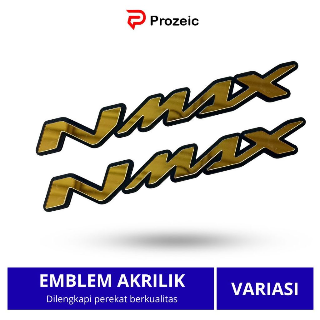 Prozeic Emblem Nmax 3D Timbul Gold Mirror Aksesoris Motor Nmax Dilengkapi Perekat