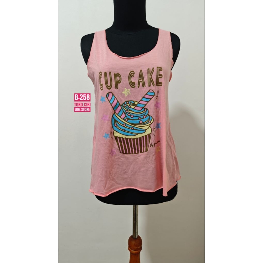 PRELOVED BAJU ATASAN KAOS SINGLET TANK TOP PINK CEWE WANITA PEREMPUAN (B-258)