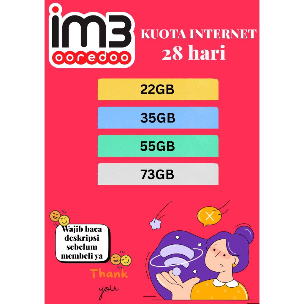 Paket Internet/Kuota Internet IM3 28 Hari || BONUS PAKET NELPON