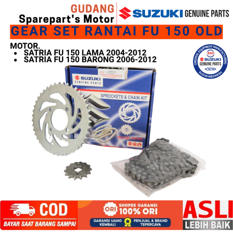 GEAR SET RANTAI KOMPLIT SUZUKI SATRIA FU 150 LAMA,SATRIA FU 150 KARBURATOR