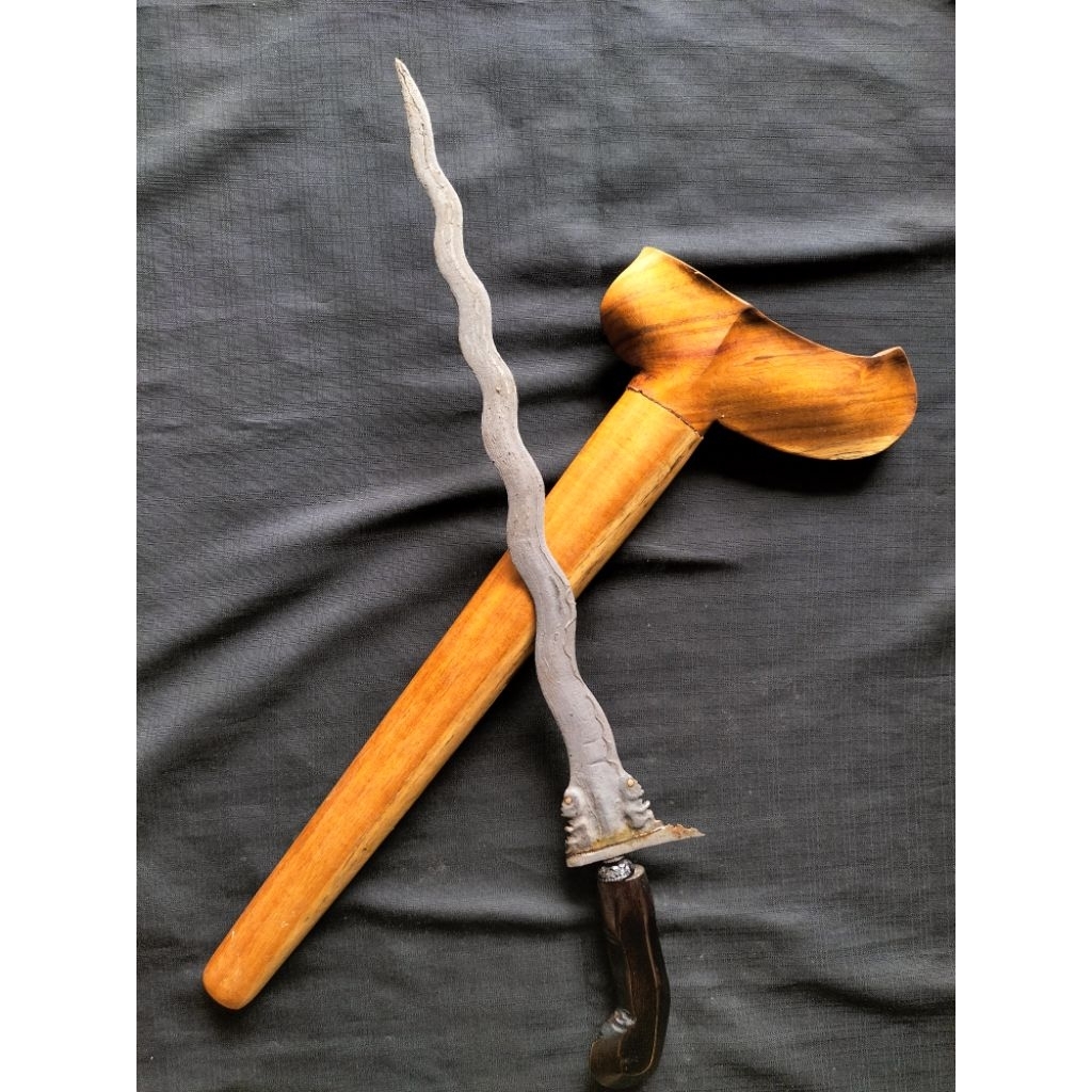 Original Lokasian | Keris Omyang Jimbe Tindik Emas luk 13 Pamor Untu Walang Est. Mataram Sepuh